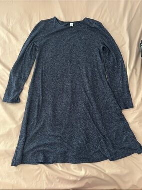 Old Navy Heathered Navy Long Sleeve Dress